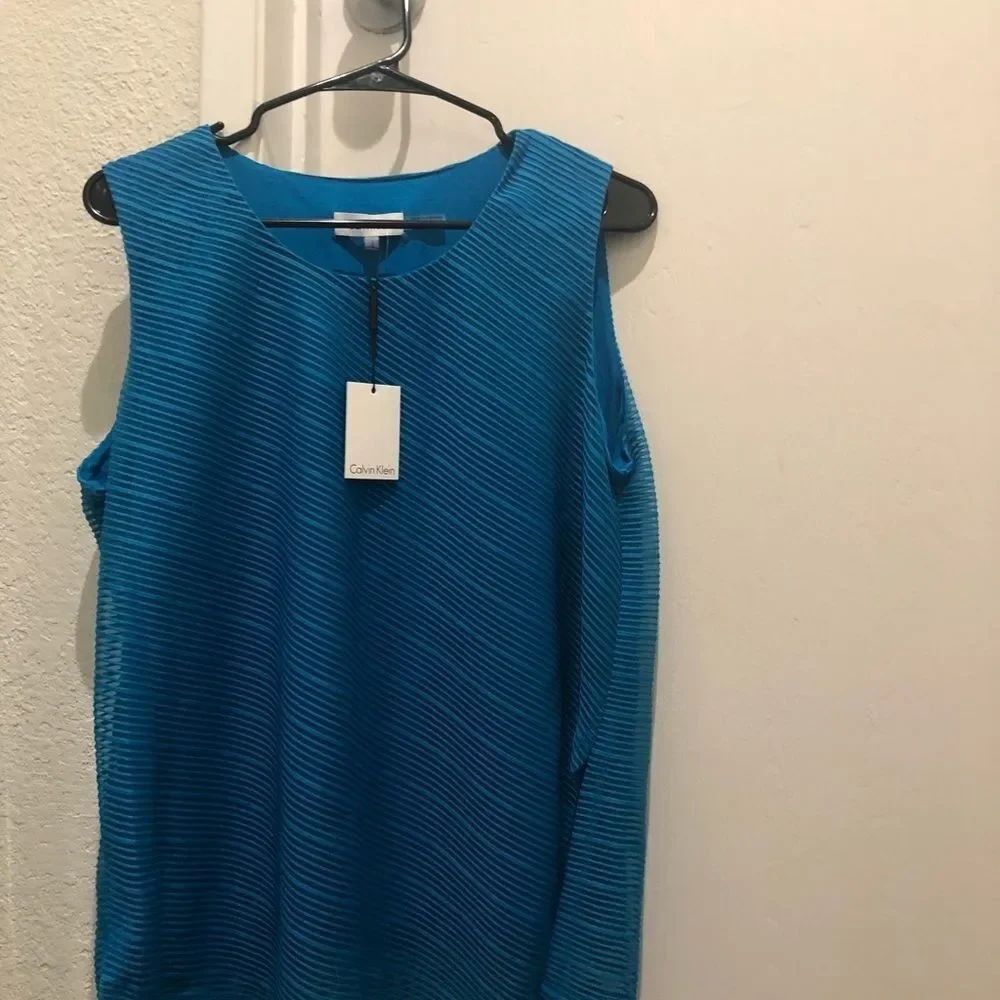 Calvin Klein Women’s Sheer Tank Top, Blue, size L - Picture 3 of 8